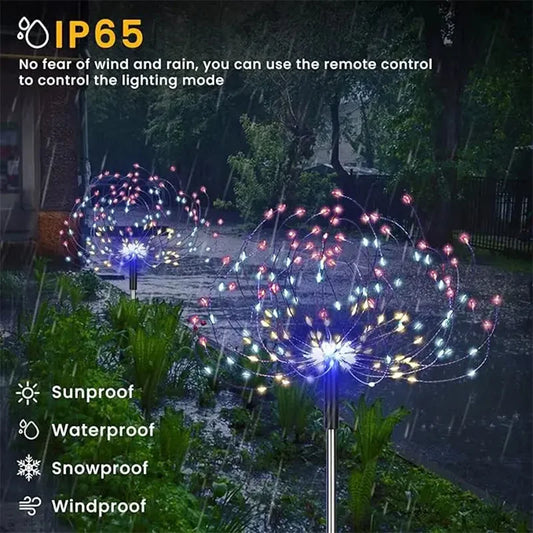 Solar Firework LED Garden Lights Waterproof 8 Modes