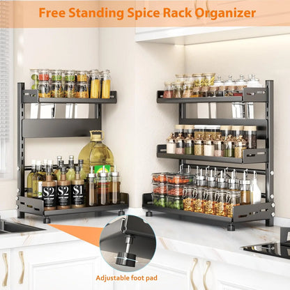 3-Tier Adjustable Spice Storage Rack