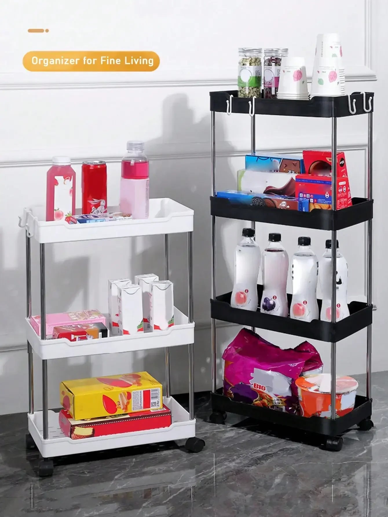 3/4-Tier Slim Rolling Storage Cart