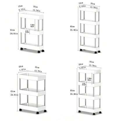 3/4-Tier Slim Rolling Storage Cart