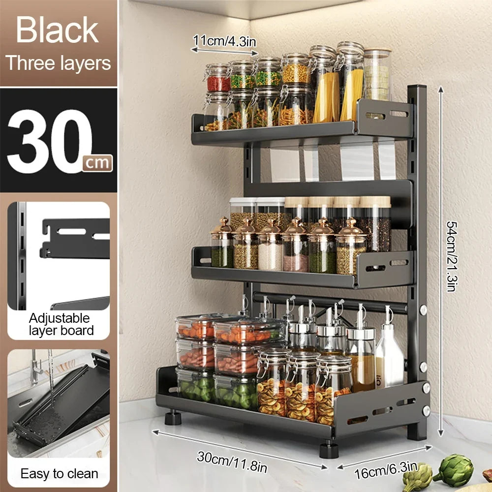 3-Tier Adjustable Spice Storage Rack