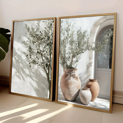 Olive Tree Shadow Vase Canvas Prints 2pcs
