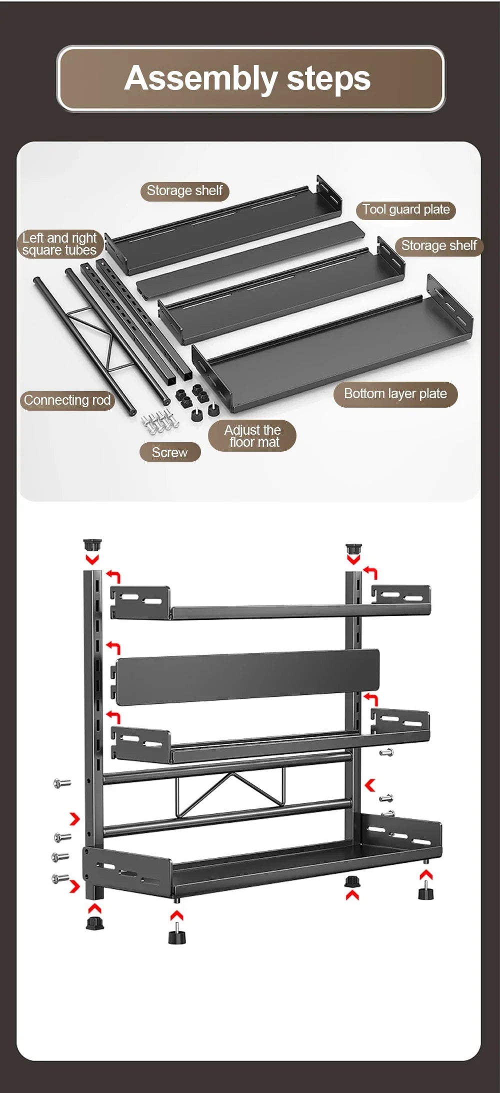 3-Tier Adjustable Spice Storage Rack