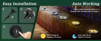 Solar Disk Garden Lights 8LED Waterproof Outdoor