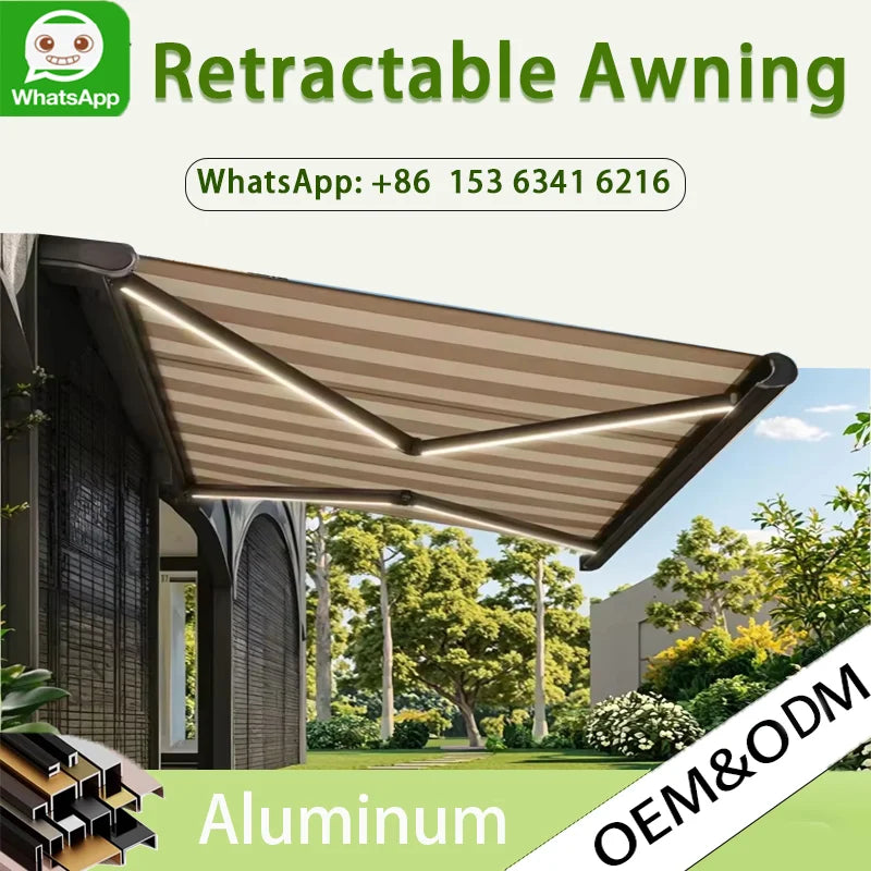 Electric Retractable Patio Awning with LED