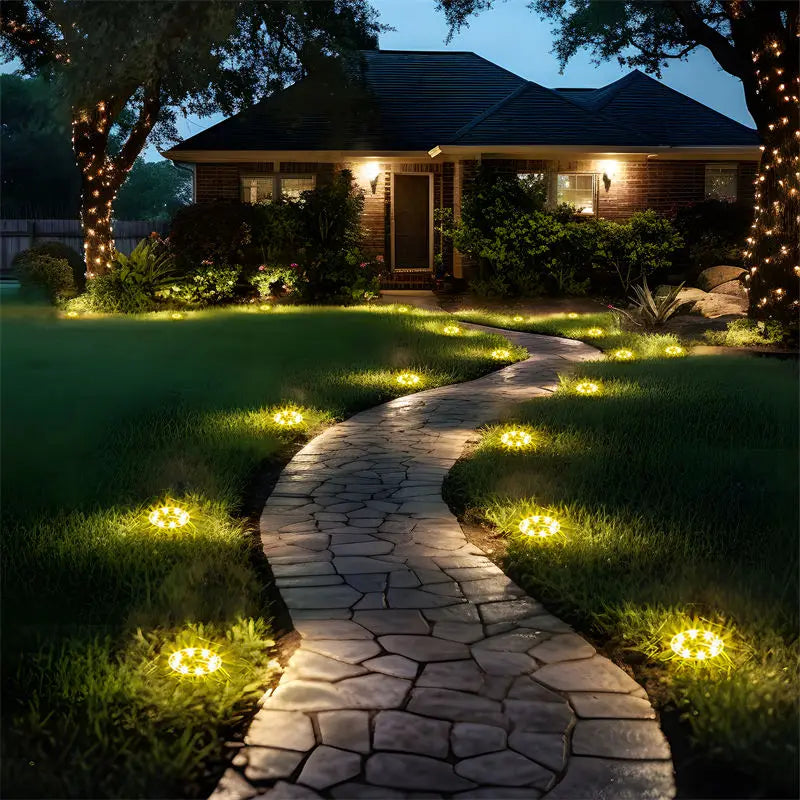 Solar Disk Garden Lights 8LED Waterproof Outdoor