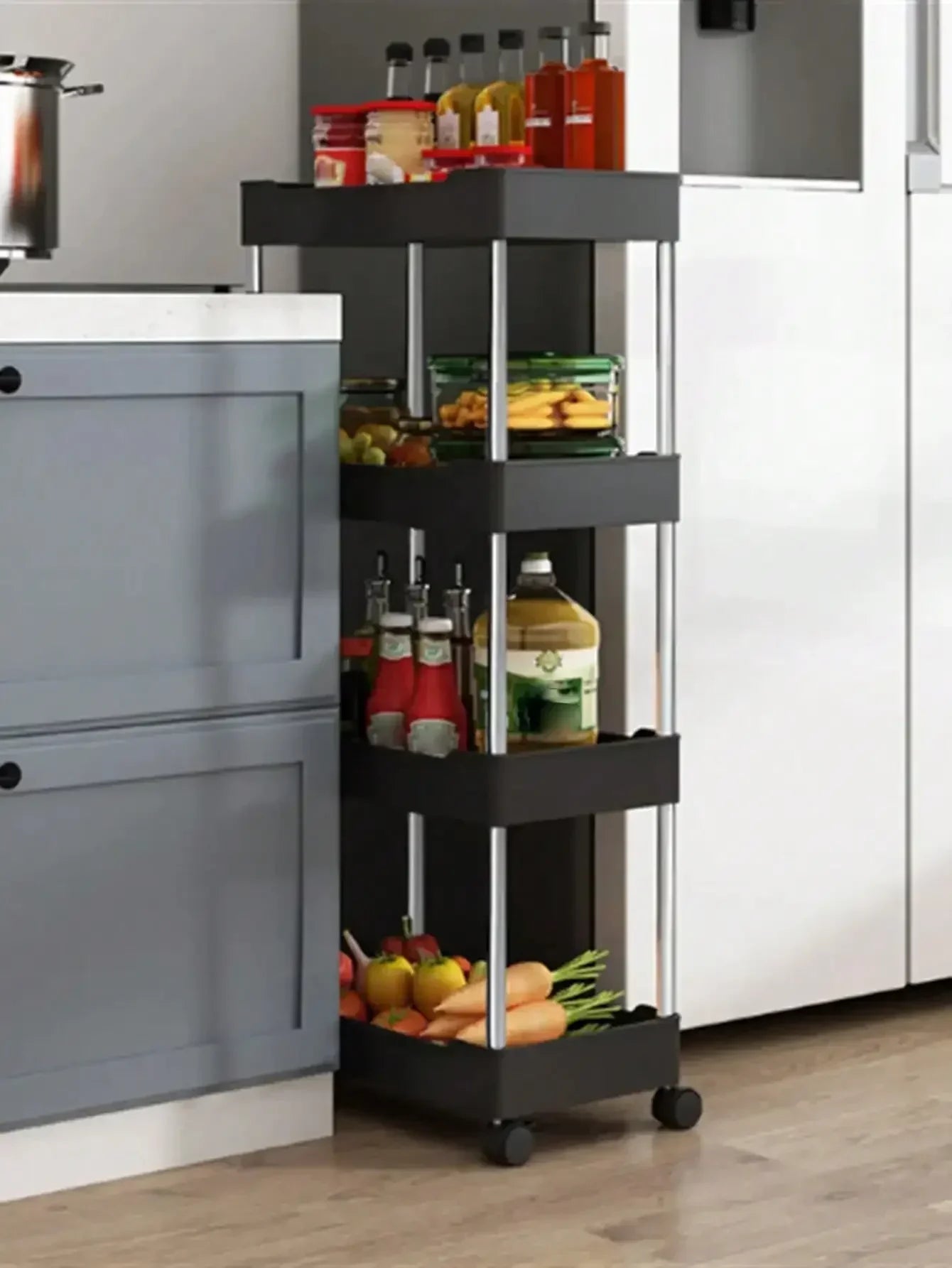 3/4-Tier Slim Rolling Storage Cart