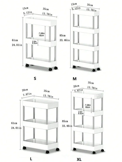 3/4-Tier Slim Rolling Storage Cart