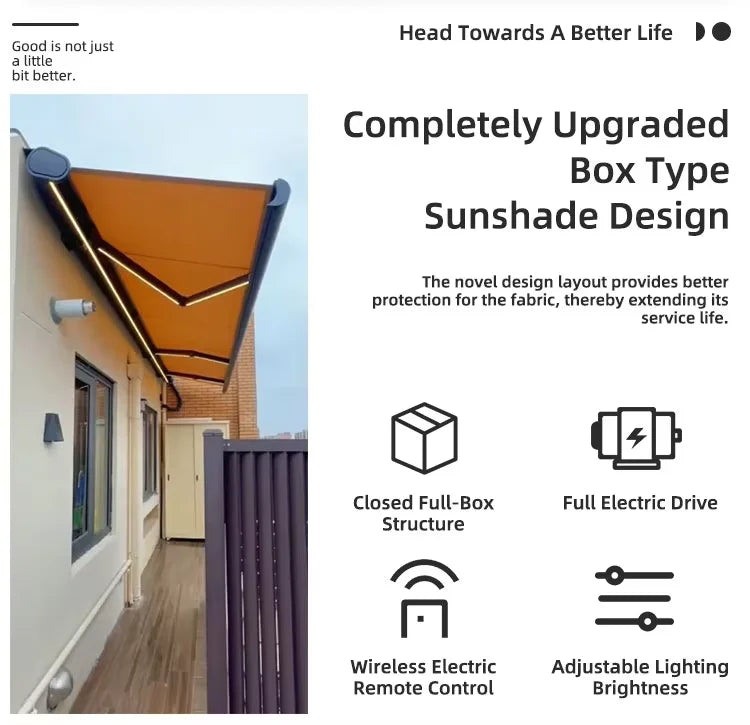 Electric Retractable Patio Awning with LED