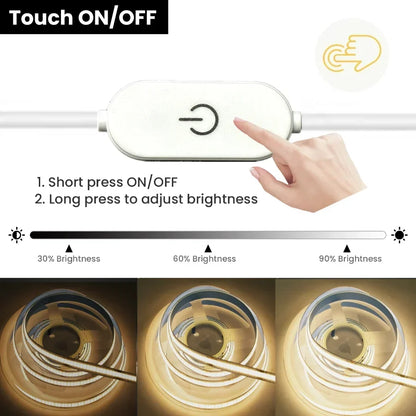 Touch Dimmable 5V USB COB LED Strip Light 5m