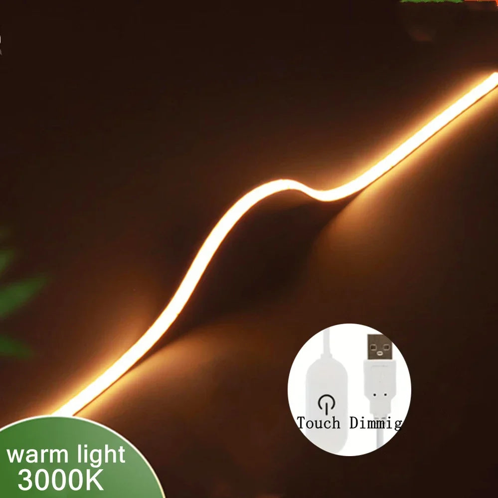 Touch Dimmable 5V USB COB LED Strip Light 5m
