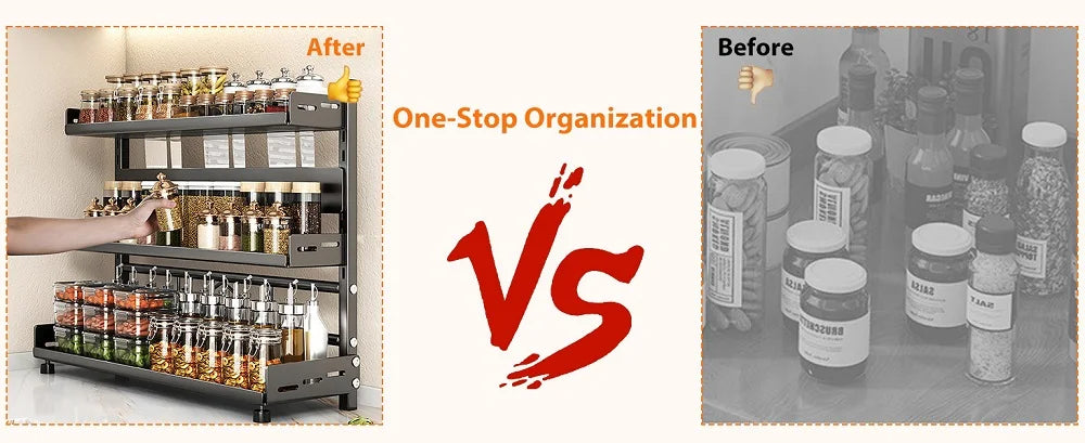 3-Tier Adjustable Spice Storage Rack
