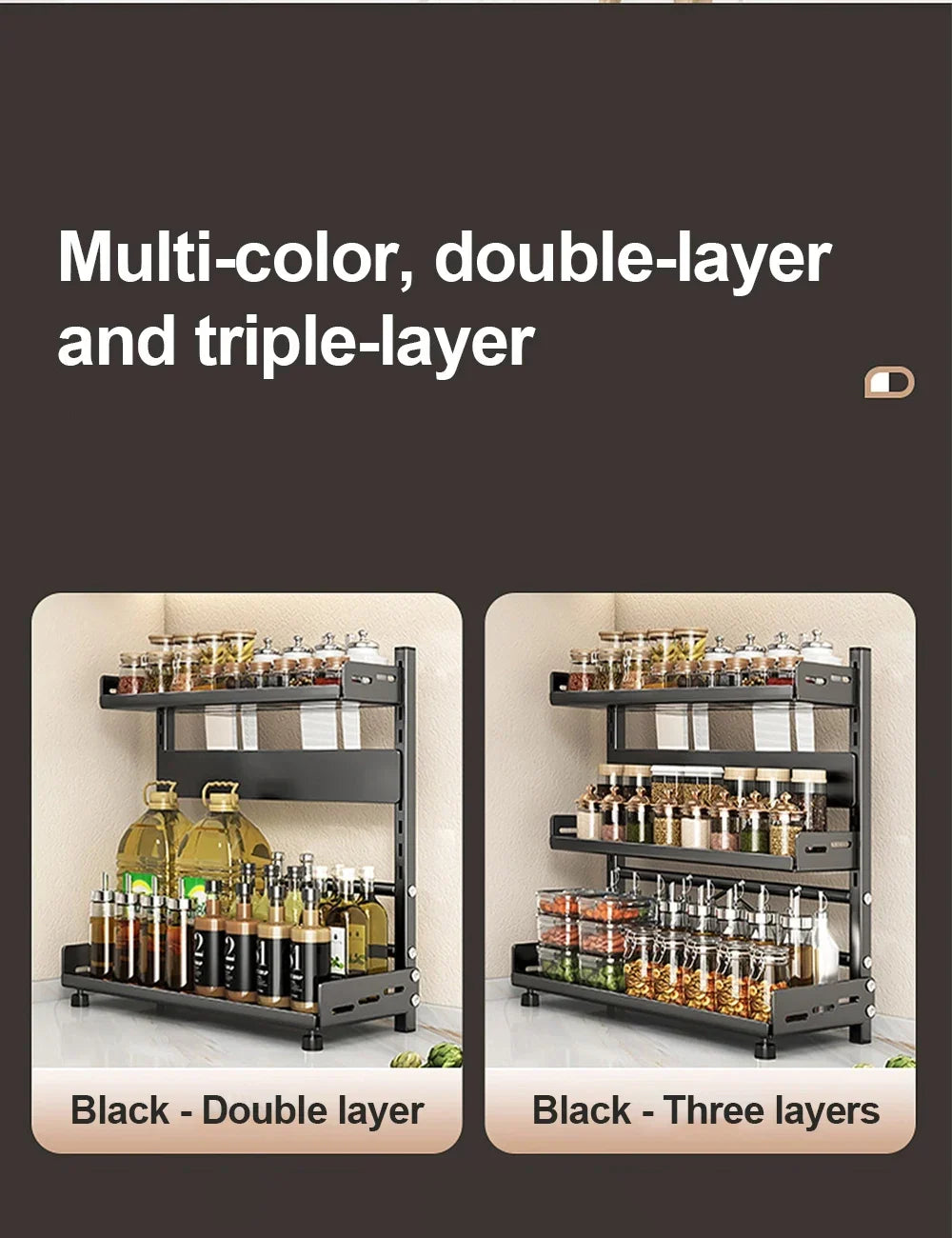 3-Tier Adjustable Spice Storage Rack