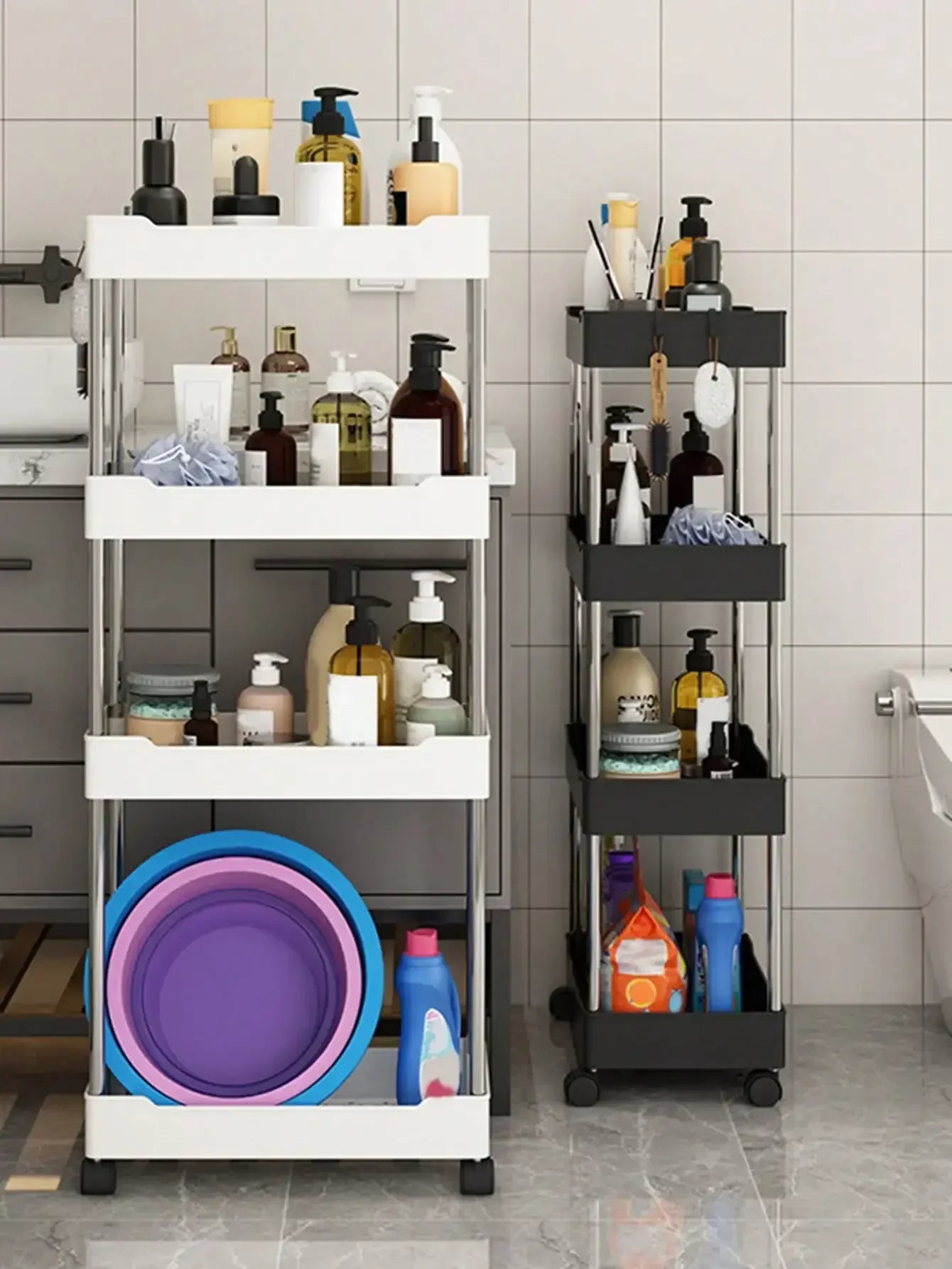 3/4-Tier Slim Rolling Storage Cart