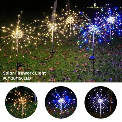 Solar Firework LED Garden Lights Waterproof 8 Modes