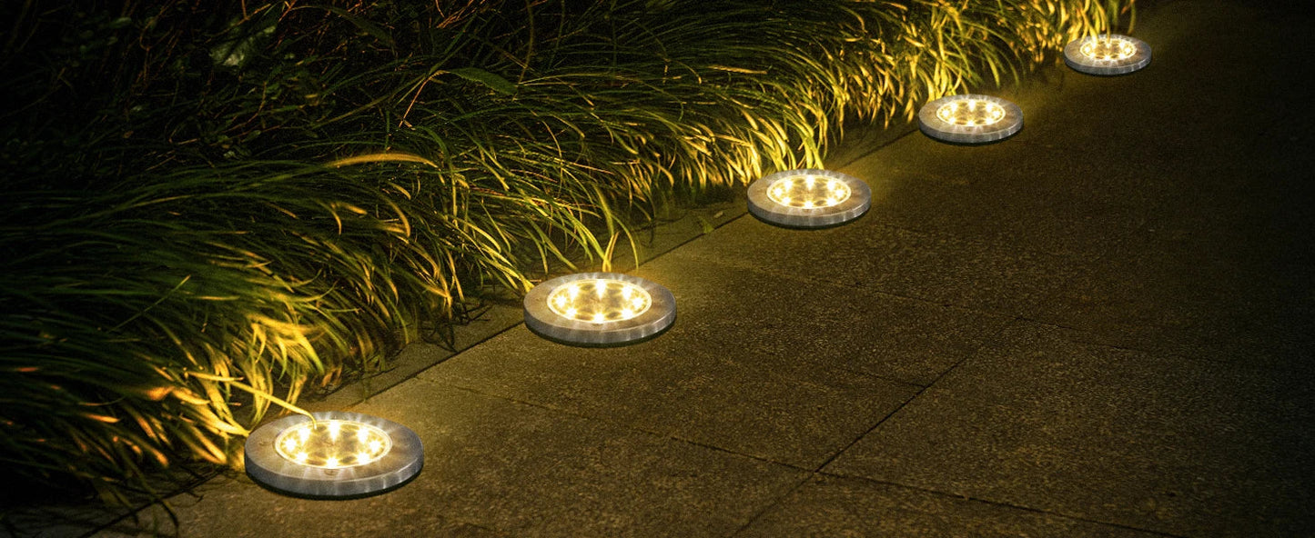 Solar Disk Garden Lights 8LED Waterproof Outdoor