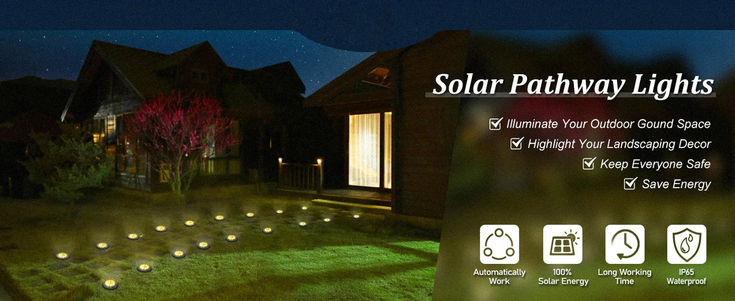 Solar Disk Garden Lights 8LED Waterproof Outdoor