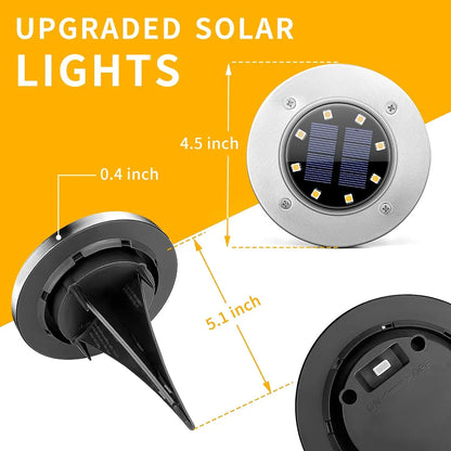 Solar Disk Garden Lights 8LED Waterproof Outdoor