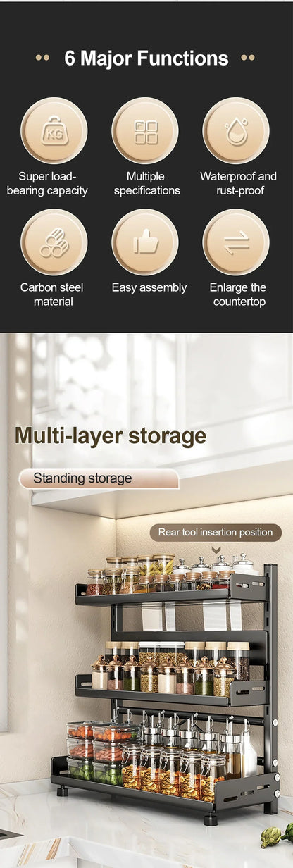 3-Tier Adjustable Spice Storage Rack